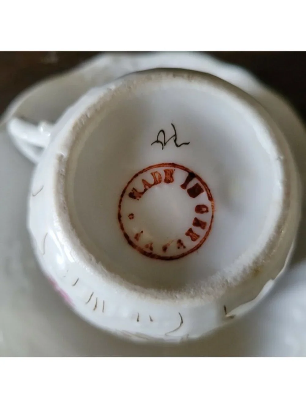 Antique Mustache Cup and Saucer 